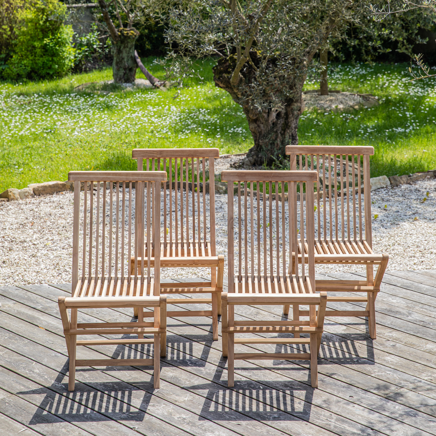 Conjunto de 4 cadeiras de jardim de teca LOMBOK